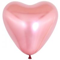 Шарик Сердце (12"/30см) Розовый хром 50шт 609005