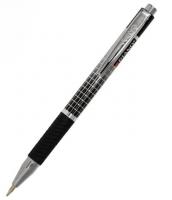 Ручка шариковая автоматическая PIANO, 0,5мм, матовый, серебристый корпус с черным рисунком, синяя (2