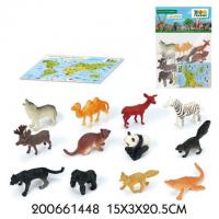 Игровой набор "Животные" с картой обитания внутри (12 шт в наб.) (Zooграфия) 9800