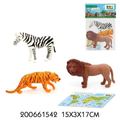 Игровой набор "Животные" с картой обитания внутри (3 шт в наб.) (Zooграфия) 9806
