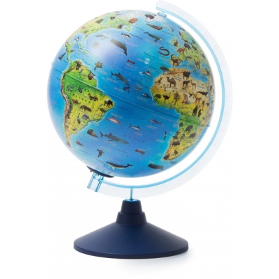 Глобус зоогеографический 250мм (детский) с подсветкой от батареек классик 012500268