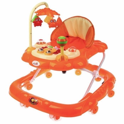 Ходунки "Цветок", 8 силиконовых колес, тормоз, муз., игрушки (Alis) (оранжевый) D28
