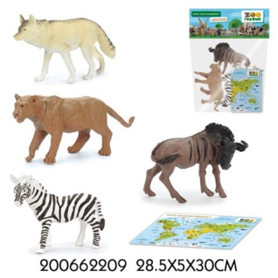 Игровой набор "Животные" с картой обитания внутри (4 шт в наб.) (Zooграфия) 9825