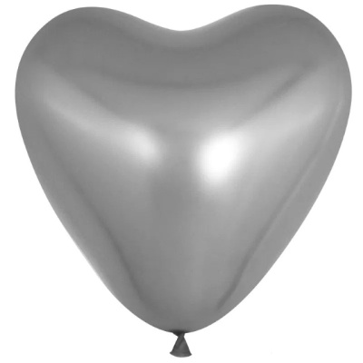 Шарик Сердце (12"/30см) Серебро хром 50шт 609001