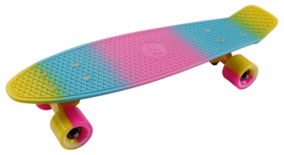 Скейтборд пластиковый Multicolor 22 pink/yellow 1/4 TSL-401M 16680