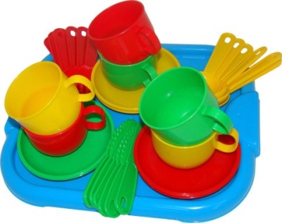Набор детской посуды "Минутка" с подносом на 6 персон 9547