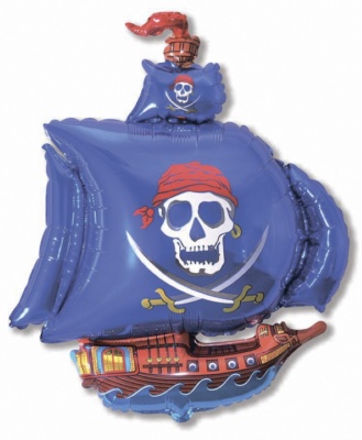 Шарик Ф Шар (14"/36см) Мини-фигура, Пиратский корабль,Синий,1шт 902669