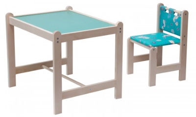 Набор игровой мебели "Малыш-2" (стол+стул) (столешн.зеленая+Утки зелен.)