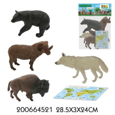 Игровой набор "Животные" с картой обитания (4 шт в наб.) (Zooграфия) 9833