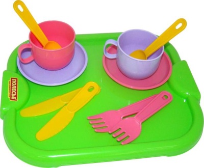 Набор детской посуды "Минутка" с подносом на 2 персоны 9516