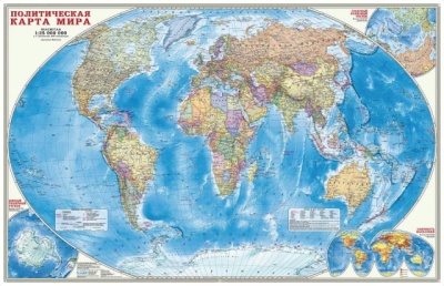 Карта настенная. Мир Политический. М1:25 млн. 124х80см.